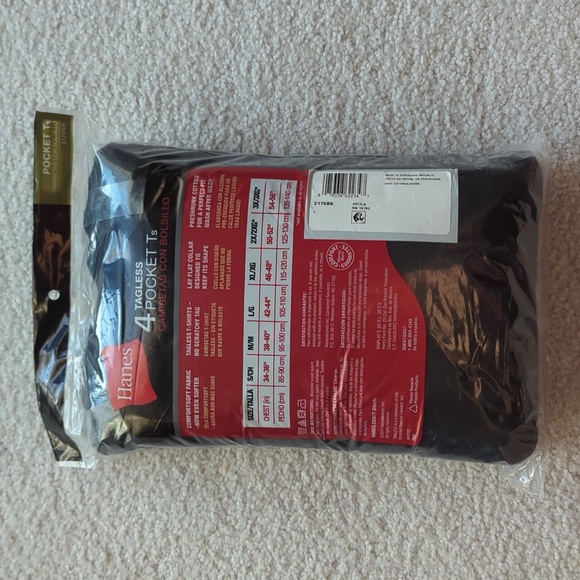 Hanes 4-pack tagless pocket t-shirts short sleeve - Picture 5 of 6